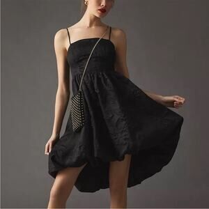 Anthropologie Jacquard Bubble Hem Dress Black Size 10 NEW